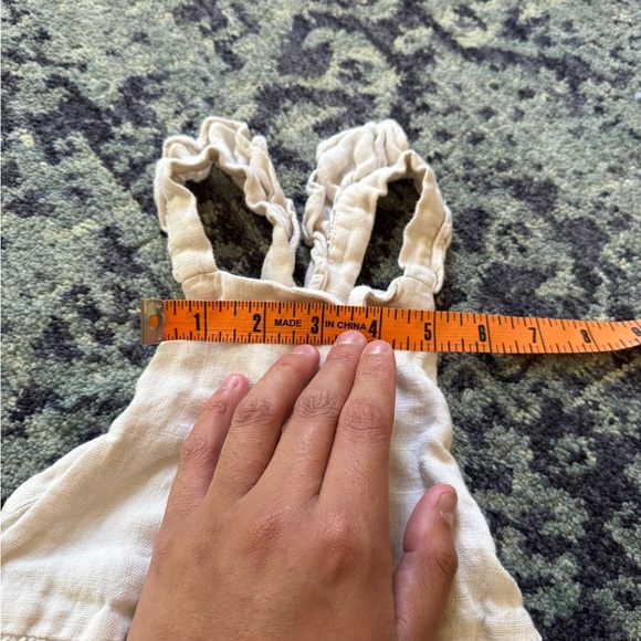 Zara Kids 100% Linen Beige Ruffle Strap Baby Romper Size 3-4 Years - Picture 8 of 10